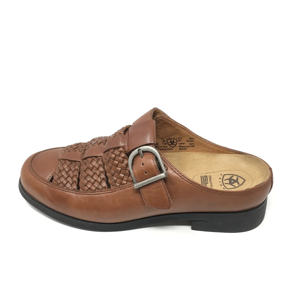 Women's Ariat 96829 Mules Clogs Shoes Sz 7B Brown Woven Leather Buckle Casual O2 - Image 3 of 4