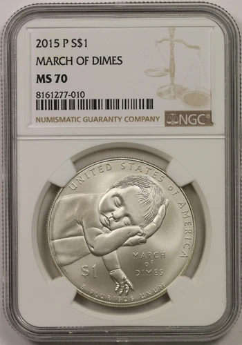 2015-P March of Dimes $1 NGC MS 70 Modern Commemorative Silver Dollar 