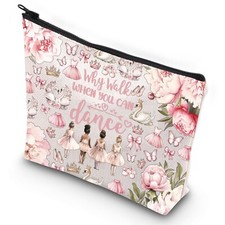 G2TUP Dancer Gifts for Girls Ballet Girl Make Up Cosmetic Bag Why Walk When Y...