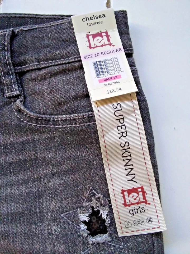 l.e.i. Jeans Chelsea Lowrise Super Skinny Gris Pluma Nuevos con Etiquetas Niñas 10 Regular Foto 4 de 4