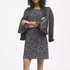 BANANA REPUBLIC Floral Flutter Sleeve Dress Purple Black Yellow {S52}