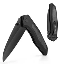 FLISSA Folding Pocket Knife Shredded Carbon Fiber Aluminium Combined Handle EDC