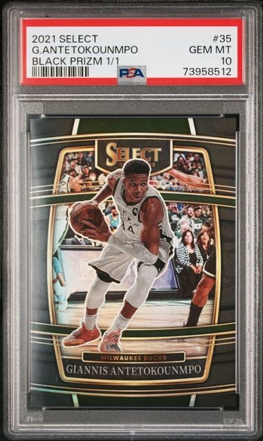 2021 Panini Select Giannis Antetokounmpo Concourse Black Prizm 1/1 PSA 10 BS33