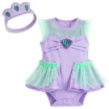 NWT Disney Store Ariel Baby Costume Bodysuit Headband 0 3 6 9 12 18 24M Mermaid