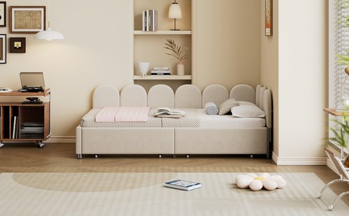 Upholstered Daybed with 2 Drawers Velvet Sofabed No Box-Spring Needed Twin Size - Picture 17 of 17