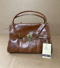 Patricia Nash Tan Leather Satchel Purse Bag Vienna Heritage with Dust Bag