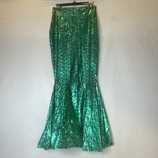 Mermaid Skirt Costume Adult MED Shiny Stretchy Slinky Metallic Hologram Rainbow