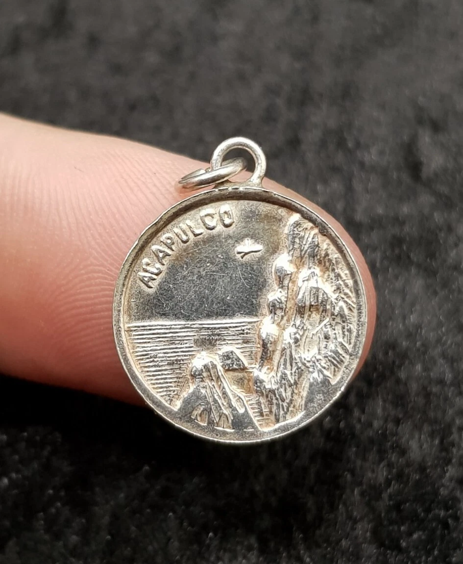 Small Sterling 925 Silver Acapulco Mexico Pendant Charm - Travellers Souvenir