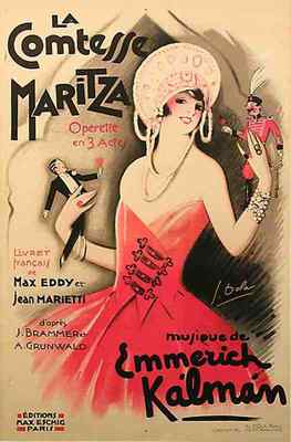 Blechschild Plakat La Comtesse Maritza 1930 Dola Französische Oper Musik A4 12x8 Alumi