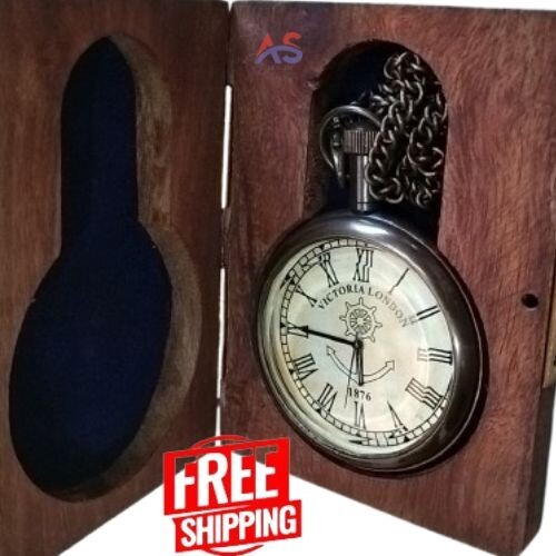 Cadena de reloj de bolsillo con caja totalmente hecha en madera estilo náutico regalo perfecto - Imagen 5 de 8