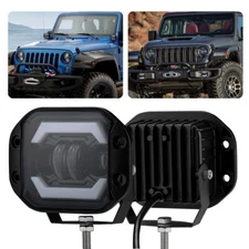 2x 5"Inch Flush Mount LED Work Light 25W H4 Driving Headlamp Halo Turn Signal