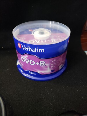 Verbatim DVD+R 4.7GB Up 120 Min DVD Recordable Media Disc 50 Pack DVDs   NEW 