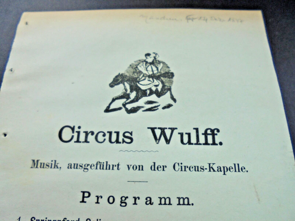 1877 dez MÜNCHEN programm CIRCUS LORENZ WULFF cariot letsche angelo cirque circo - Bild 2 von 4