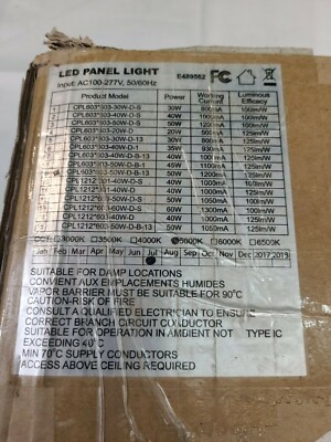 EIKO 2X2-E489562-50W-5000K-AC 100-277V--LED SLIM PANEL LIGHT--LOT OF 2