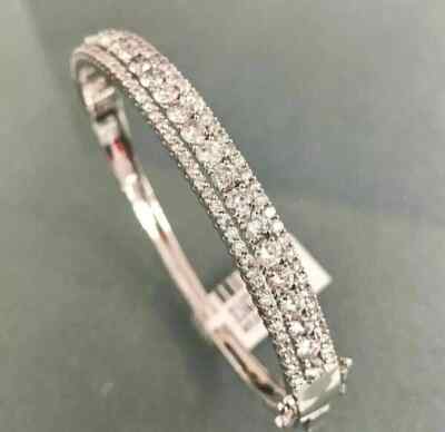 7 Ct Round Cut Lab Created Diamond Women's Bangle Bracelet 14K White Gold Plated