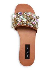 Aqua Paris Rhinestones Slide RETAIL 170 Sandals Slip On Flats Casual sz 7
