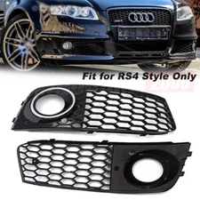 For Audi A4 B8 2009-2012 RS4 Style Honeycomb Style Fog Light Grill Bumper Black