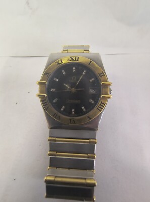 Vintage Omega Constellation Chronometer Diamond Date Watch With Full Gold Links