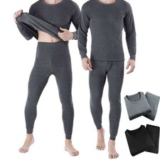 Mens Winter Ultra-Soft Fleece Lined Thermal Top  Bottom Long John Underwear Set