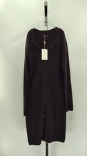 Quince Women Eco-Knit Button-Up Sweater Dress Black Basic Sleeved L