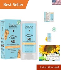 BABO Botanicals Sensitive Baby Mineral Sunscreen Stick SPF 50-70 Organic Ing...