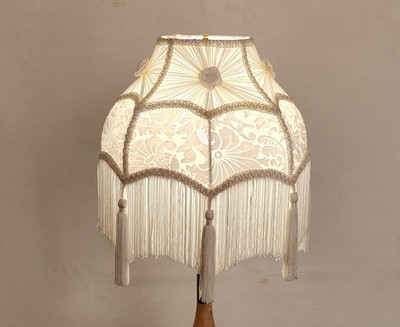 Victorian White Velvet Handmade Lampshade for Table/Floor/pendent Lamps