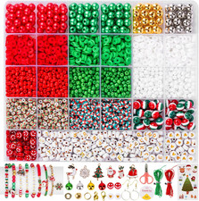 Christmas Friendship Bracelet Kit, Xmas Beads and Letter Beads A-Z for Jewe...