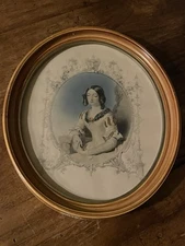 Framed ANTIQUE PORTRAIT PRINT ENGRAVING TITLE LOVE'S SUMMER CLOUD AFTER FRITH