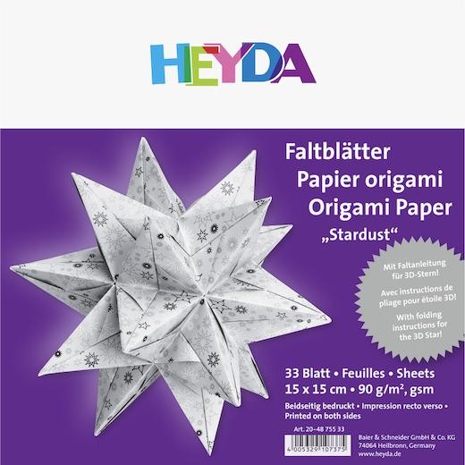 Heyda 3D Star Origami Paper Folding Set - 15 x 15cm Silver/White
