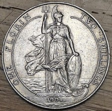 1904 King Edward VII Florin Excellent Condition, 11.3 grams Sterling Silver