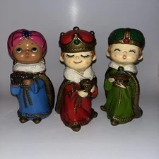 Vintage Colorful  Three Wise Men -paper mache-  HANDMADE IN JAPAN
