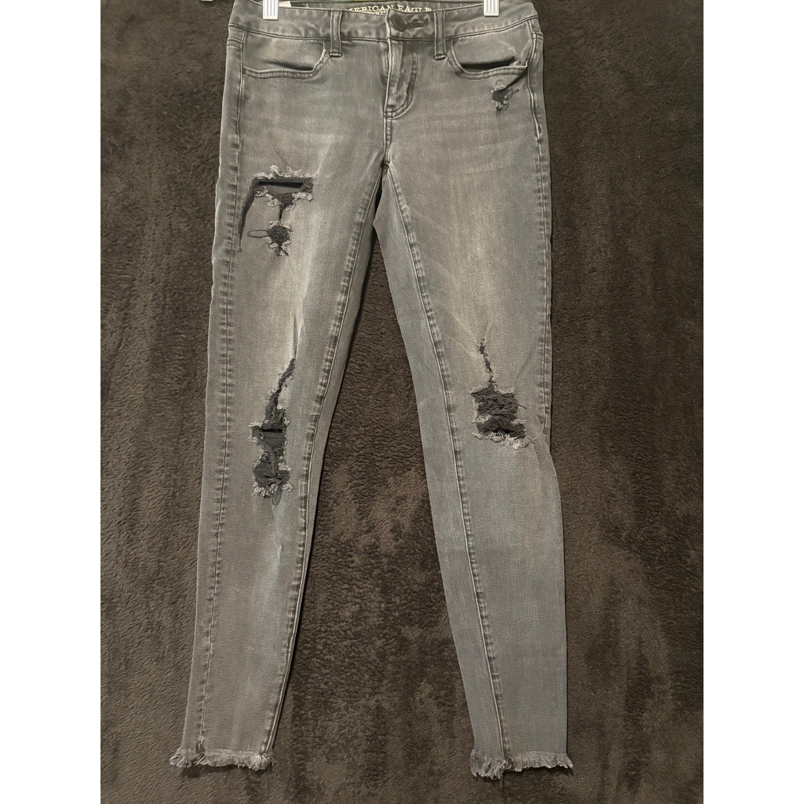 American Eagle Super Stretch Gray Distressed Skin… - image 1