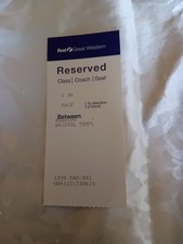 First Great Western Seat Reservation Label-Reading to Bristol Temple Meads