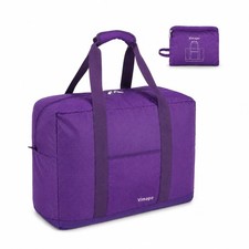 Foldable Travel Duffle Bag with Trolley Sleeve 40L Travel Bag Purple