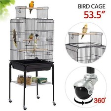47 In Play Top Bird Cage W/ Rolling Stand Painted Metal Pp  Abs Plasticblack