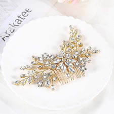 Flower Crystal Bride Wedding Hair Comb Hair Accessories with Pearl Bridal Side C