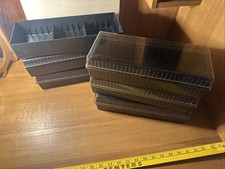 VTG Lot Of 15 UnitCassette Tape Holder Slot Storage Box Tray Rack Plastic BLACK