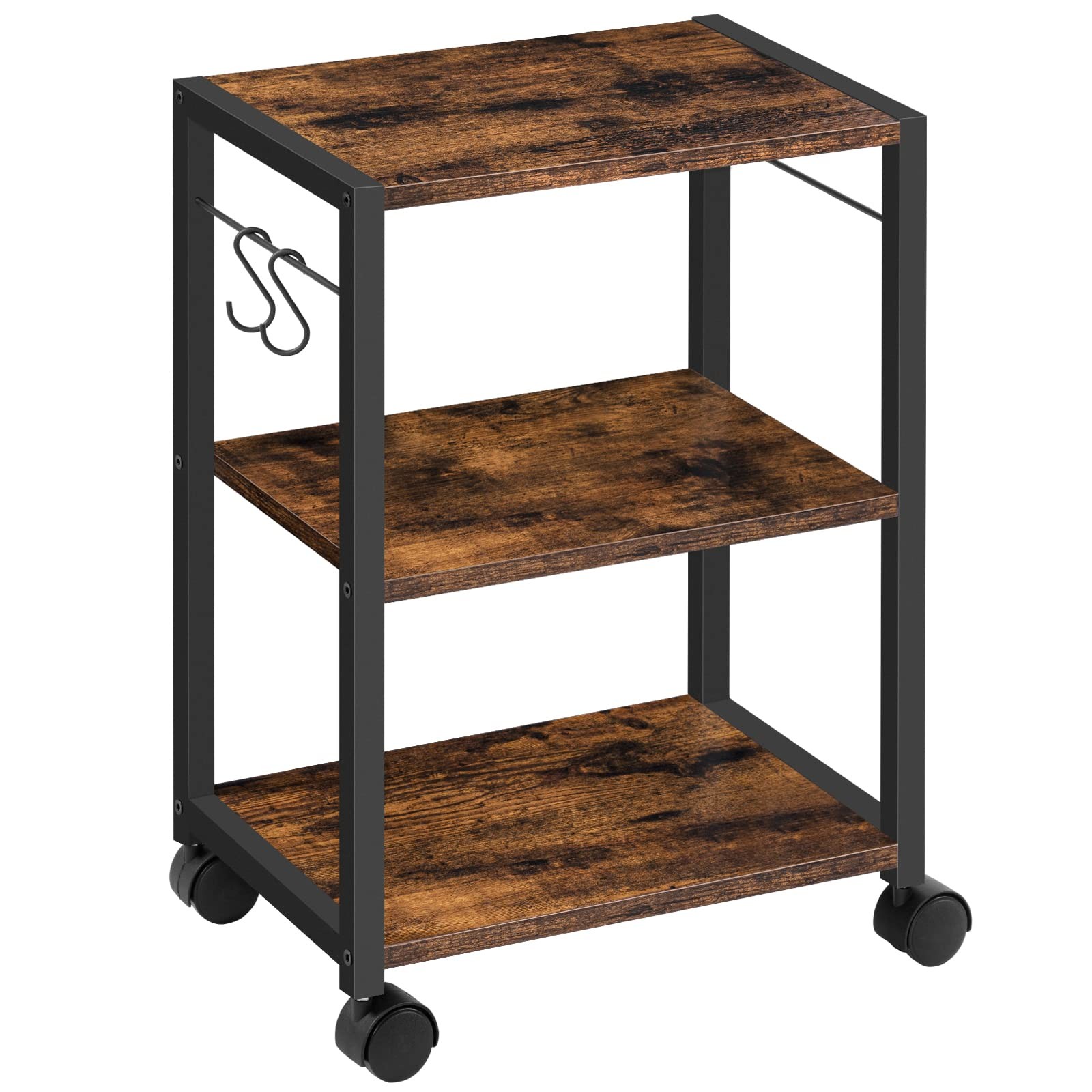 3-Tier Heavy Duty Under Desk Printer Stand with Rolling Cart & Storage Shelf-image