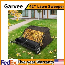 ⏯42" Tow Behind Lawn Sweeper Leaf Collector Sweeper for Lawn 20 Cu FT Capacity