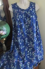 ADONNA BLUE w/ PINK cotton RUFFLED sleeveless COTTAGE CORE nightgown sz S