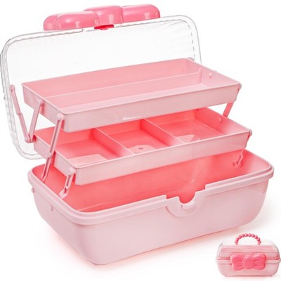 11'' Three-Layer Multipurpose Storage , Clear Plastic Art Craft Organizer, Por...