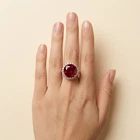 Shinning Red Rubellite Tourmaline 21.45Ct 925 Sterling Silver Rose Gold Rings