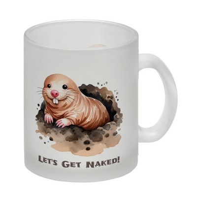 Nacktmull Glas Tasse mit Spruch Lets Get Naked