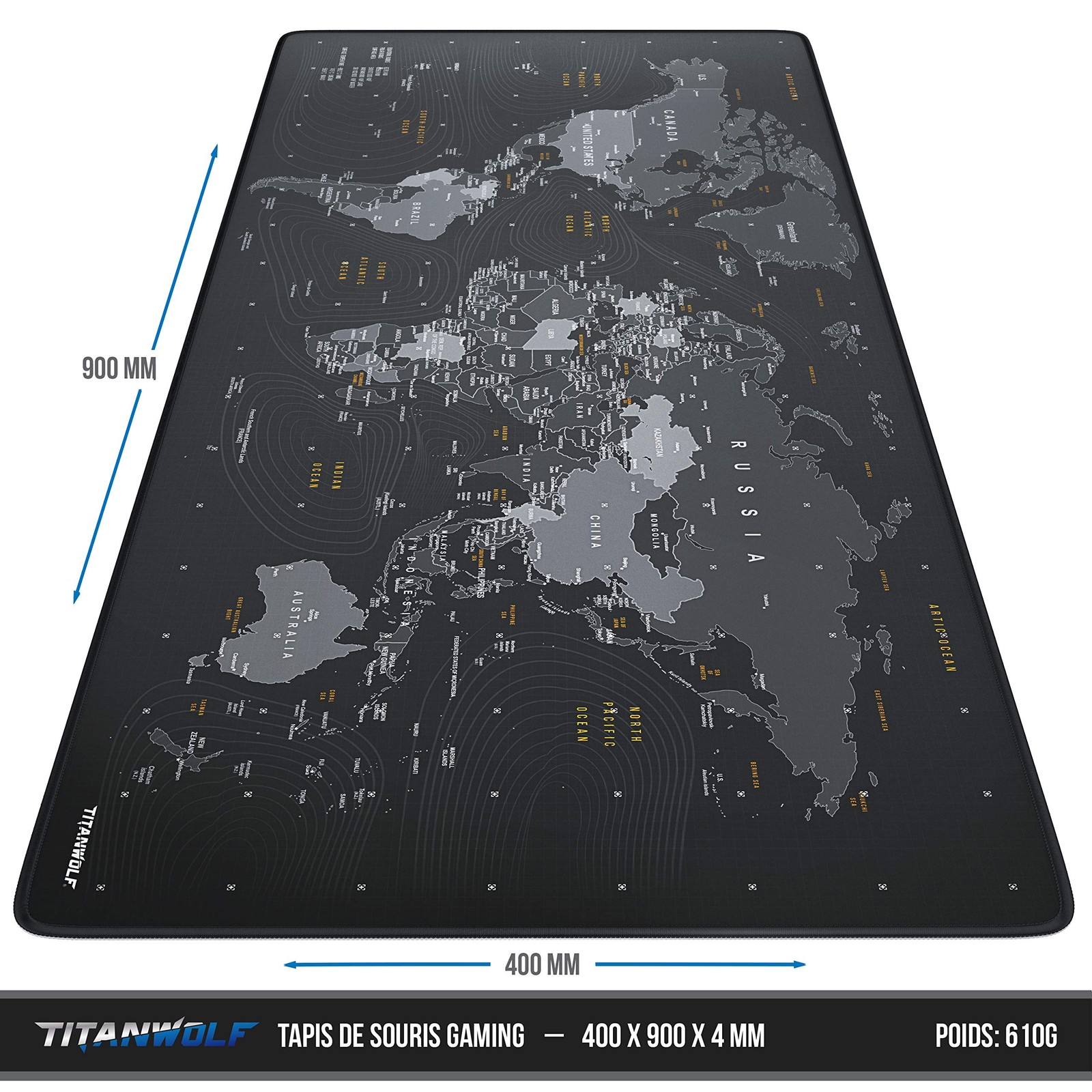 Sous-main bureau gamer 900x400mm pour protéger la table et améliorer la glisse
