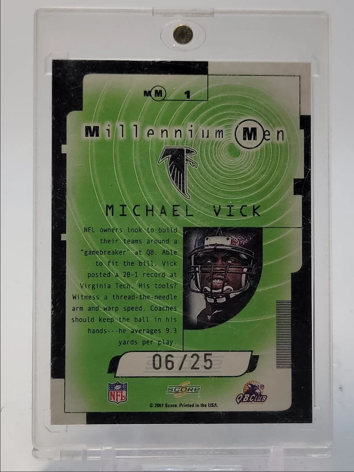 MICHAEL VICK 2001 SCORE MILLENNIUM MEN AUTOGRAPH FALCONS AUTO /25 Q0333 - Image 2 of 2