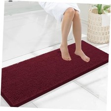 Luxury Chenille Bathroom Rugs 47x17, Extra Soft and 47'' x 17'' Burgundy