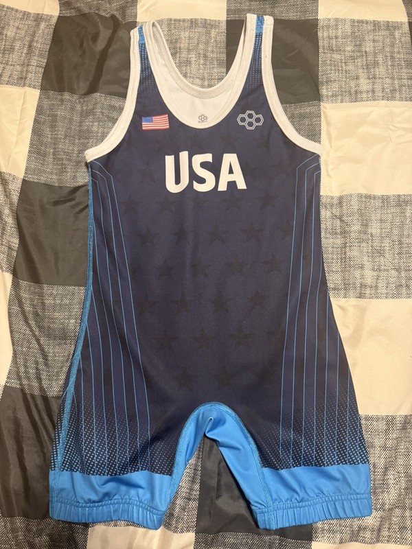 Rudis USA Wrestling Singlet - Adult Small -Blue Freestyle