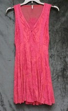 Free People Mini Dress Red Lace  Size 4 V Neck Sexy Romance Side Zip