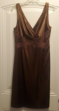 Eliza J brown satin/beaded SL dress sz. 12