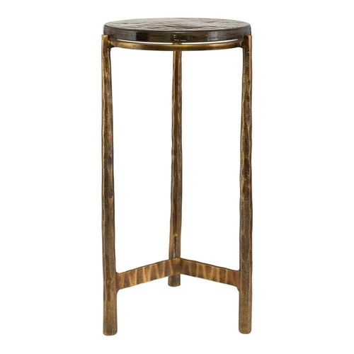Uttermost Eternity Contemporary Aluminum/Glass Accent Table in Brass/Black - Picture 1 of 4